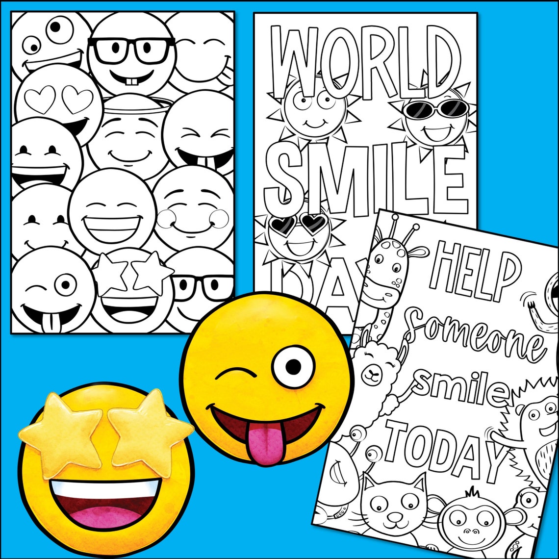 World Smile Day Coloring Pages Printable PDF Coloring Sheets Smiling