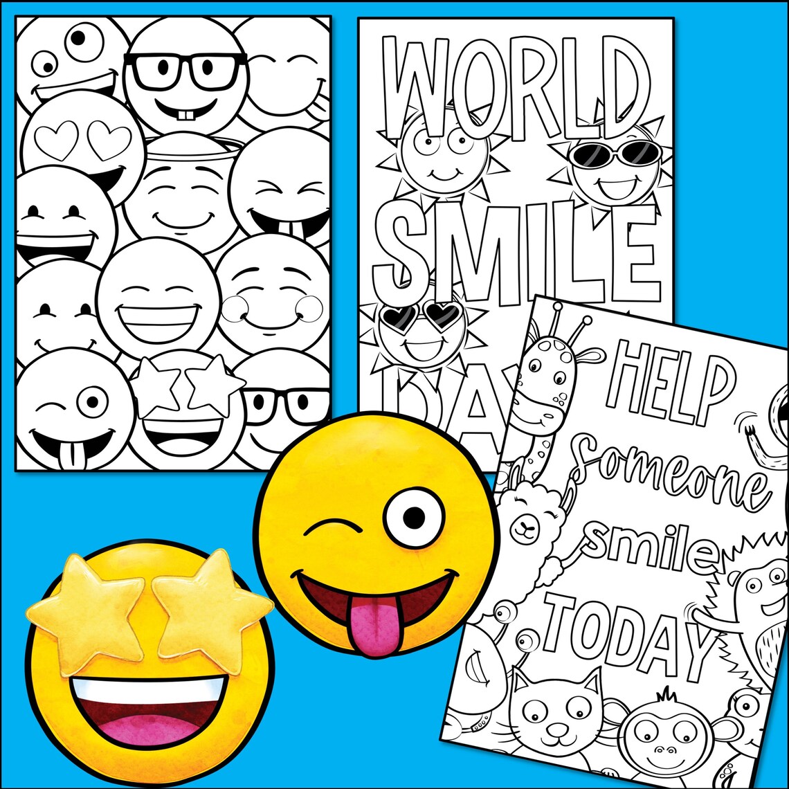 World Smile Day Coloring Pages Printable PDF Coloring Sheets Smiling 