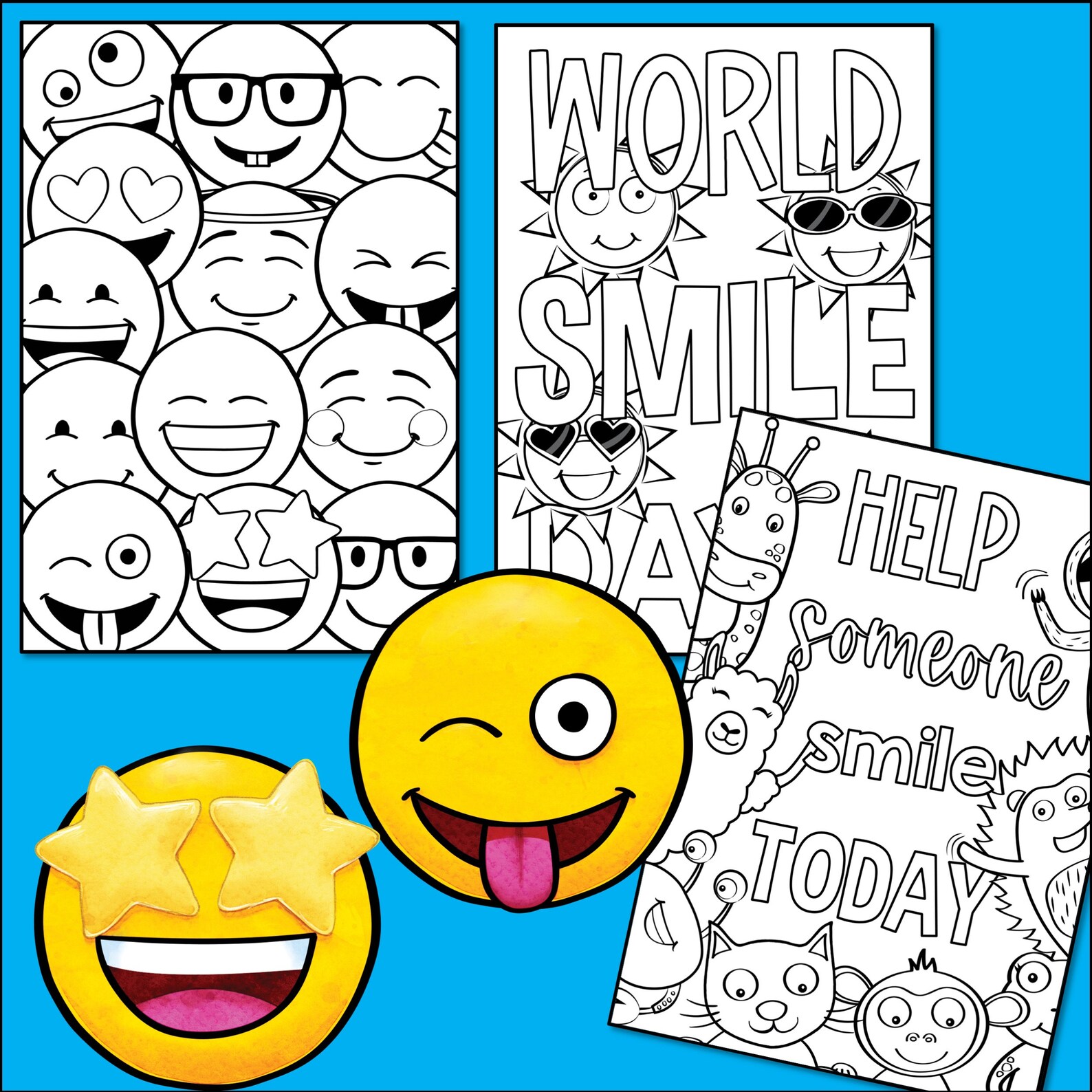 World Smile Day Coloring Pages Printable PDF Coloring Sheets Smiling 