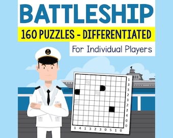 Printable Battleship Puzzles, 160 Logic Games (Digital Download)
