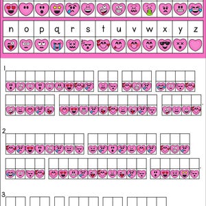 valentine's day worksheet with hearts and faces