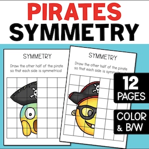 Pirate Symmetry Art and Math Worksheets, Pirate Drawing Geometry Activities about Symmetry, Talk Like A Pirate Day Fun Printable Challenges
