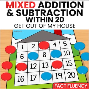 Additions et Soustractions dans les 20 Mathématiques Jeu | Activité de fluidité verbale 1re, 2e année | PDF imprimable Centre de mathématiques | Apprendre à la maison en s'amusant