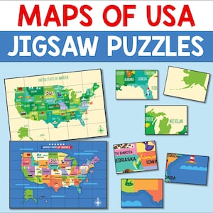 Karte von USA Puzzle, Puzzles von Vereinigten Staaten von Amerika, USA Bundesstaaten Druckbare PDF Karten für Kinder, 1.Klasse, 2.Klasse, 3.Klasse