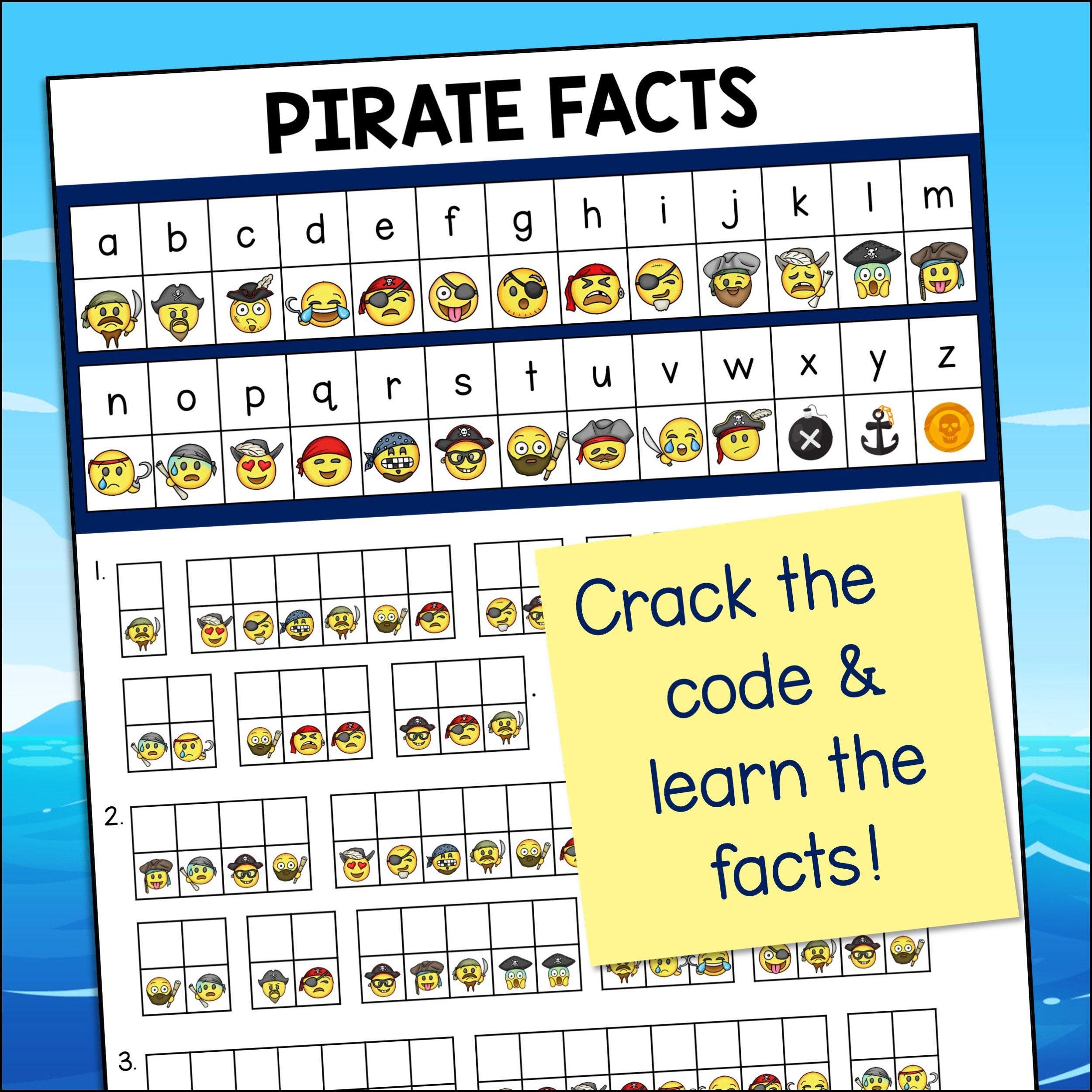 Pirate Facts Crack the Code Worksheet, Talk Like A Pirate Day Secret ...