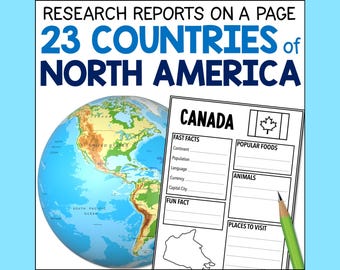 Nordamerika Country Recherche für Kinder, Homeschool Geographie Vorlagen, nordamerikanische Country Geographiebildung, druckbare PDF-Datei