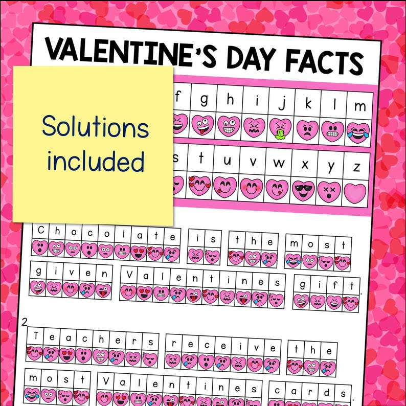 valentine's day fact sheet with a pink background