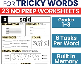 Werkbladen woord spelling zien | Moeilijke woorden oefenen | Hoogfrequente woorden | UFLI-hartwoorden | Afdrukbaar thuisonderwijs | Afdrukbare pdf