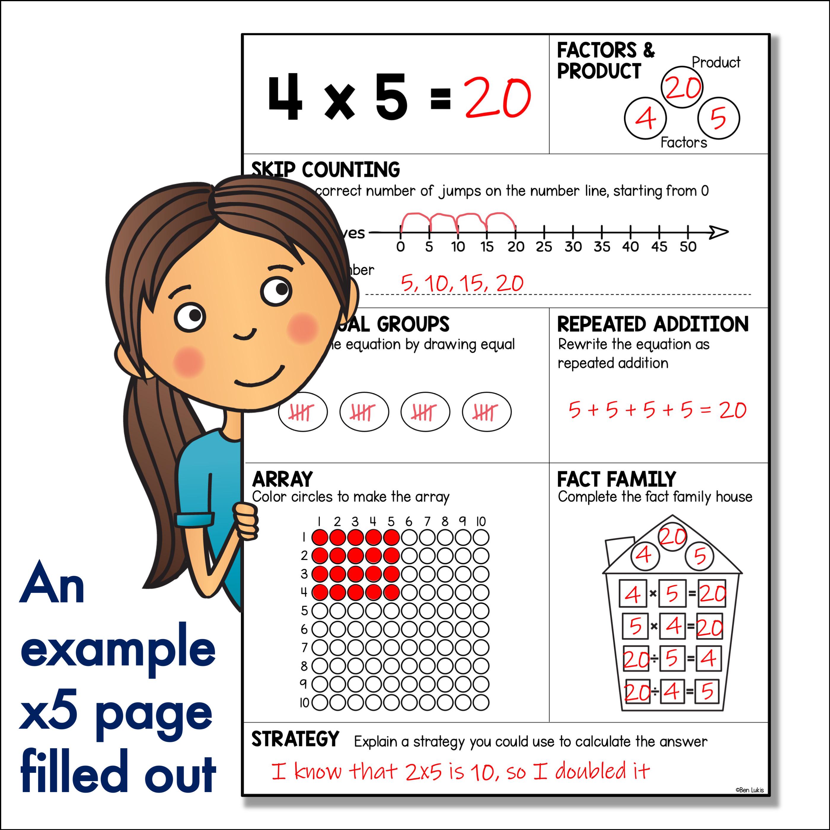 10 Times Table Multiplication Equation of the Day Practice Worksheets ...