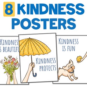 Kindness Poster für Kinder, 8 Klassenzimmer Poster, inspirierende Klassenzimmer Wandkunst über freundlich sein, soziales und emotionales Lernen