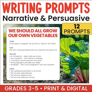 Writing Prompts Grades 3-5 | Narrative & Persuasive Writing Activities | NAPLAN Prep | Printable PDF Writing Center Resource