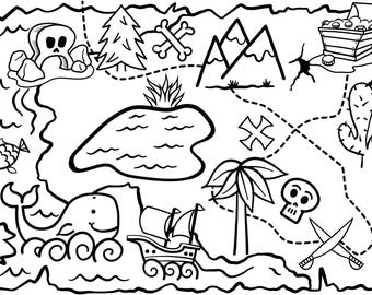 Pirate Treasure Maps Coloring Pages, Kids Printable Activity, Digital  Download, Birthday Party Favors, Educational Fun Sheets