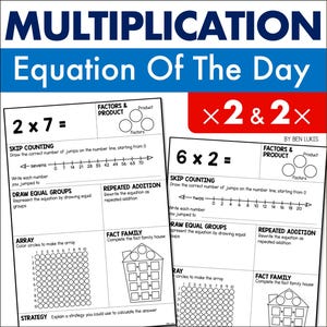Multiplikationsblad, Dagens ekvation x2 och 2x (utskrivbar PDF)