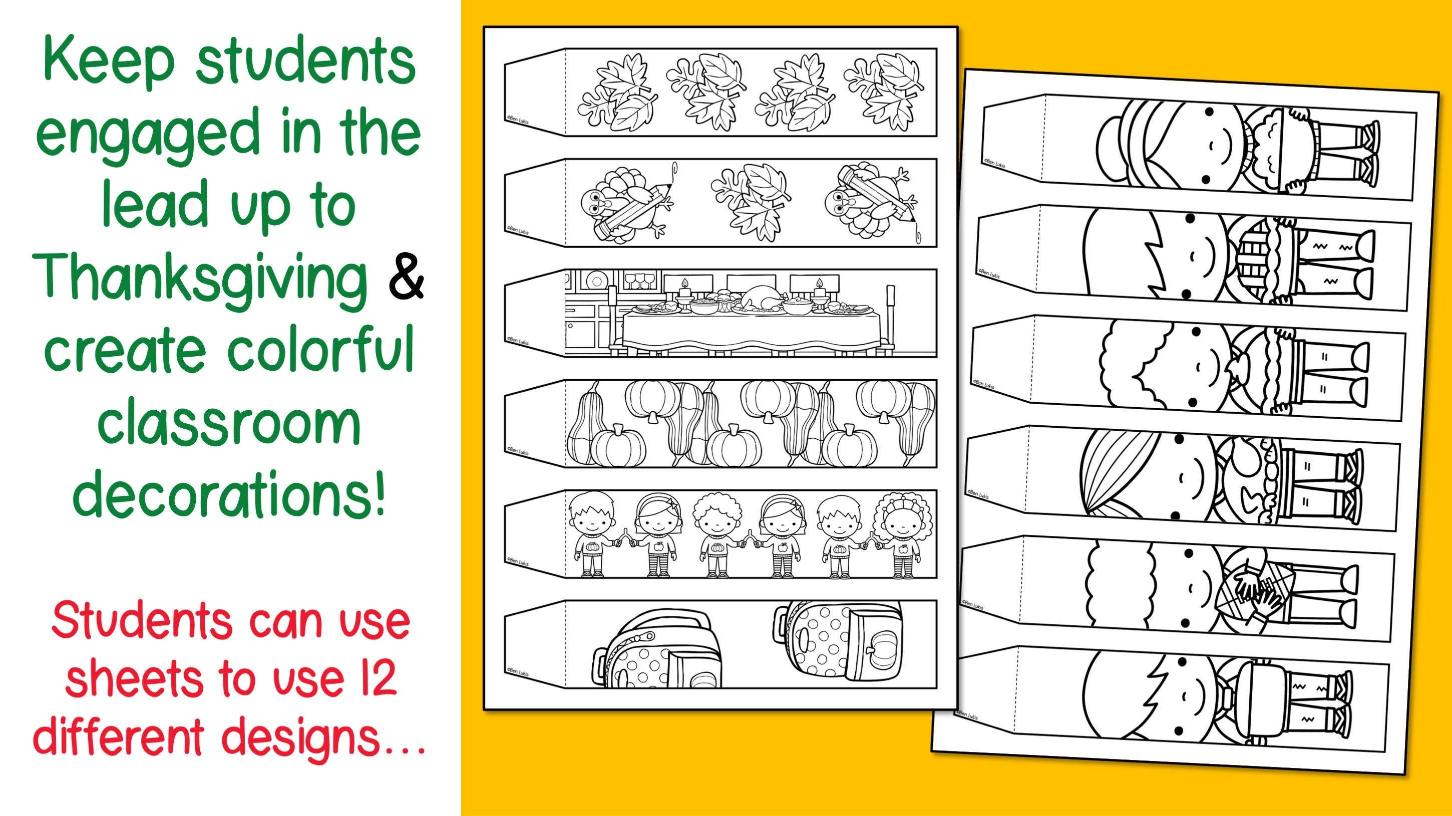 Thanksgiving Paper Chains, Printable Thanksgiving Craft, DIY Decoration