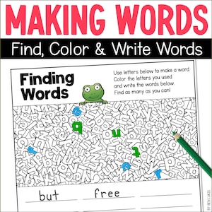 Wort bildende Aktivität, Farbe finden, Schreibworte Spiel (druckbare PDF)