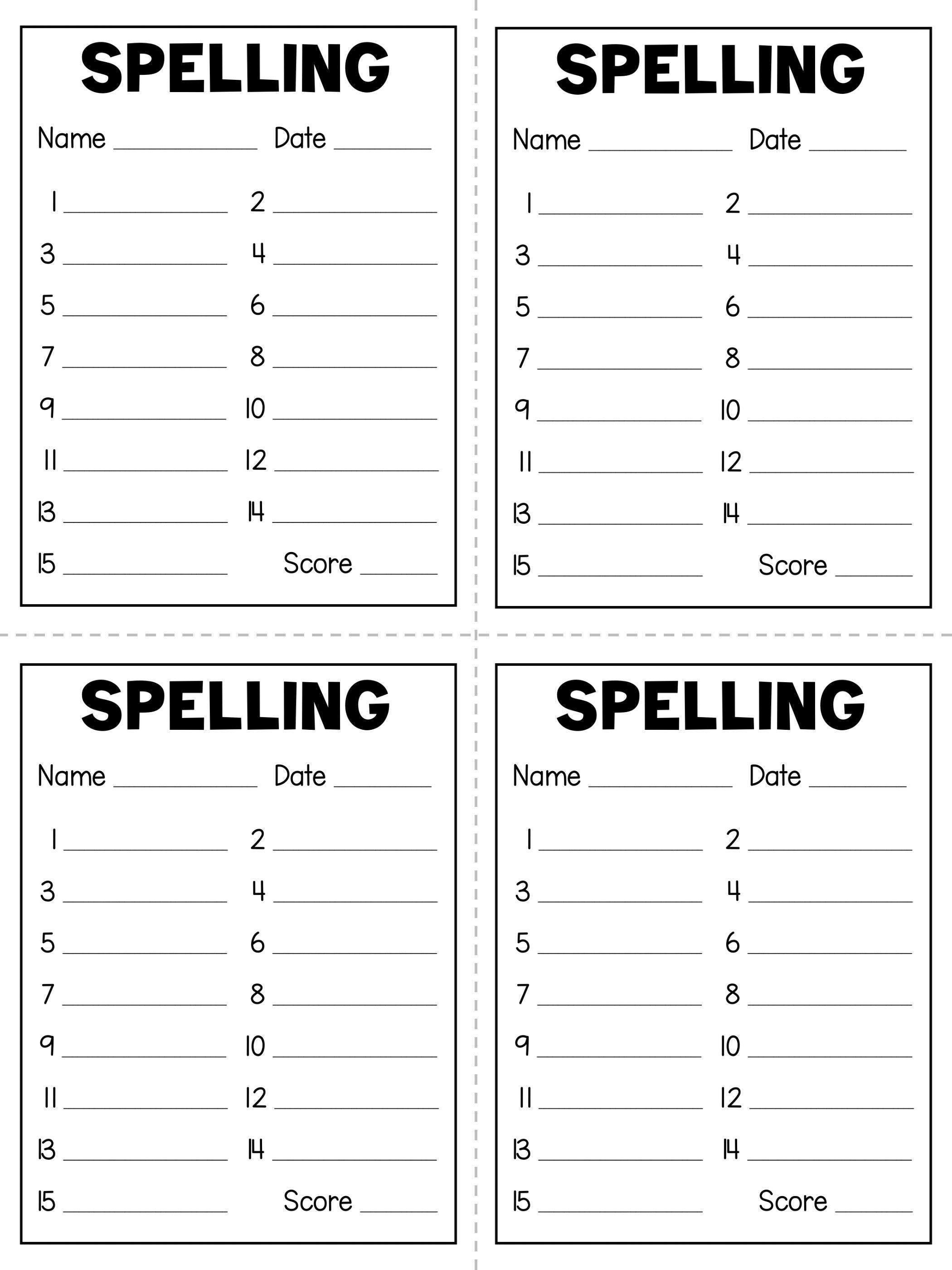 Printable Spelling Test Template, Homeschool Worksheets (PDF) - Etsy
