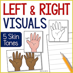 Left and Right Hand Direction Visuals, Desk Visuals & Classroom Wall Posters, Math Geometry for Kids, 5 Skin Tones, Visual Learning Support