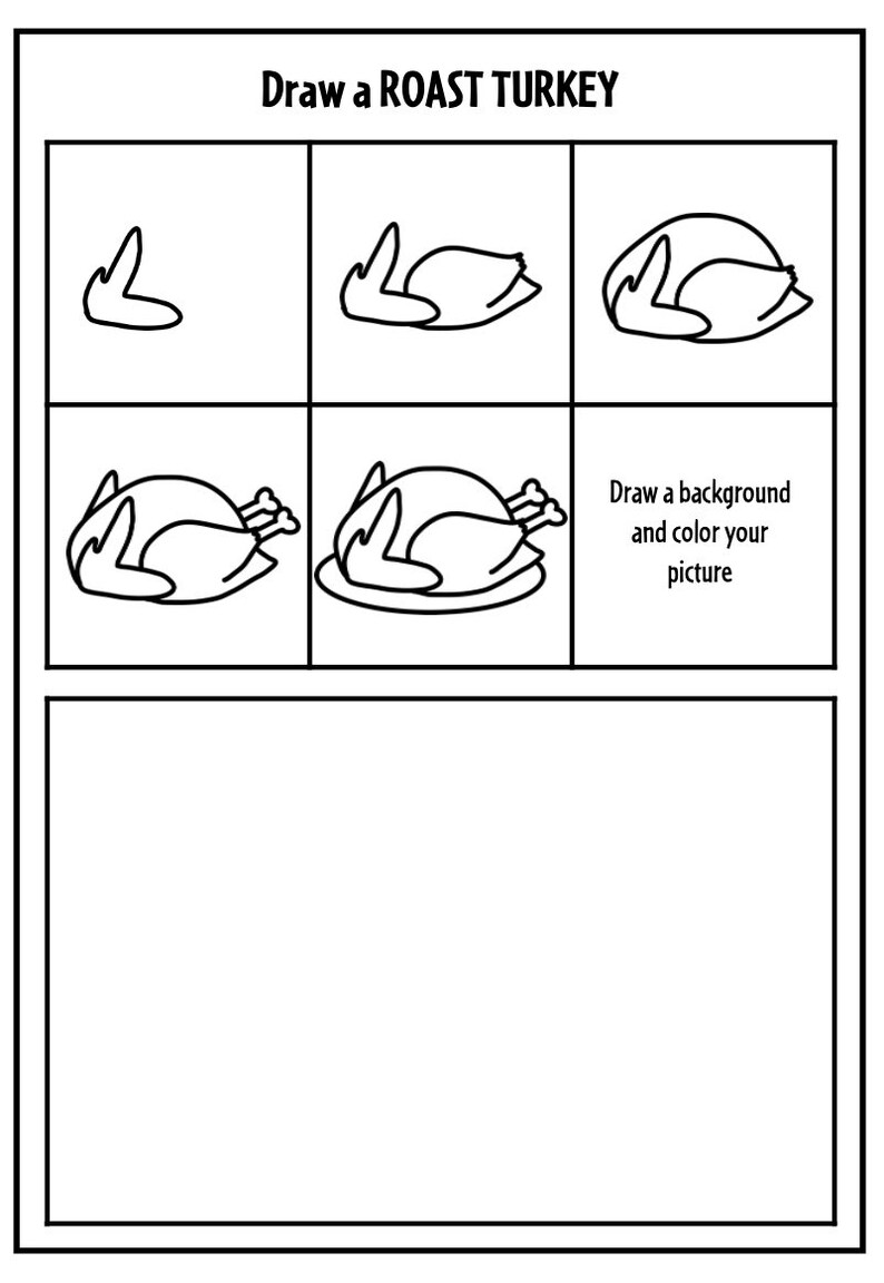 Thanksgiving Directed Drawings, Printable Thanksgiving Drawing Pages