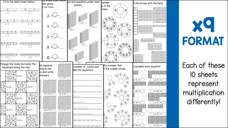 Multiplication Practice Worksheets for 9 Times (Instant Download) - Etsy