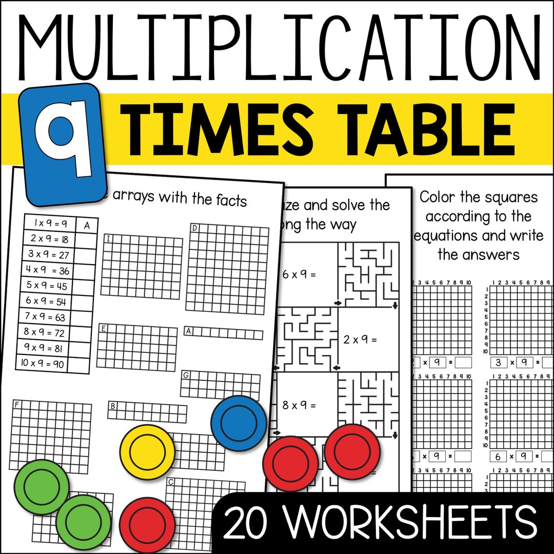 Multiplication Practice Worksheets for 9 Times Table - Etsy