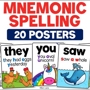 Sight Words Spelling Posters, Homeschool Spelling Practice for Tricky Words, Spelling Words Visuals, Printable PDF Posters, ELA Word Work