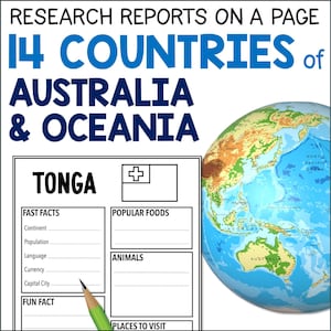 Australia & Oceania Country Research for Kids, Geography Unit Country Study Homeschool Projects, Learn Geography Facts about Australia etc