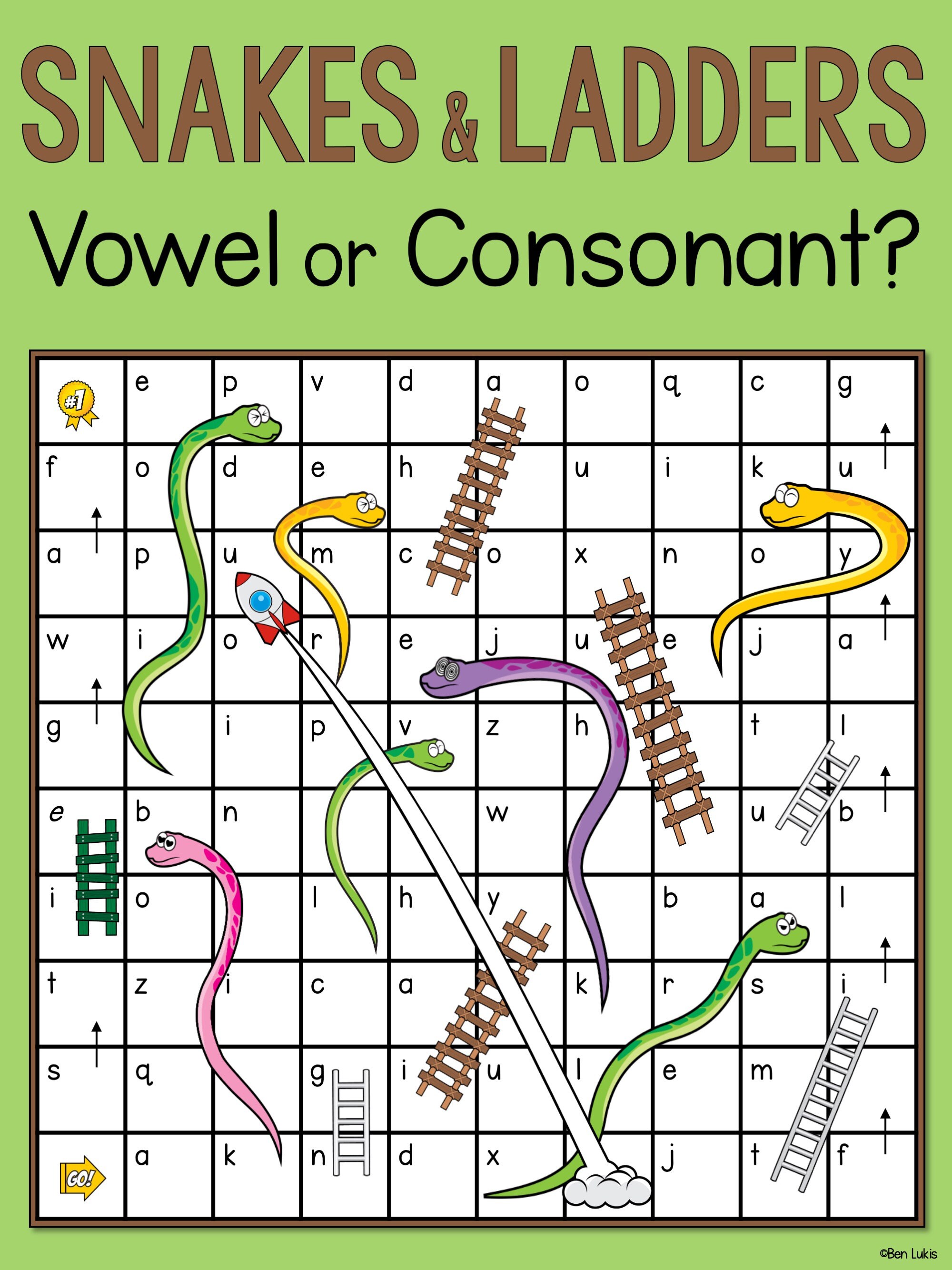 Vowels and Consonants Snakes and Ladders Board Game Aka Etsy