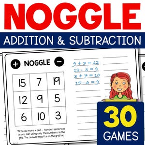 Mathe Noggle Spiel - Zugabe und Substrahierung, Klasse 2-3 (druckbar)