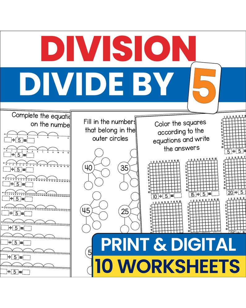 Division Worksheets Divide by 5 | 2nd 3rd Grade Math Practice ...