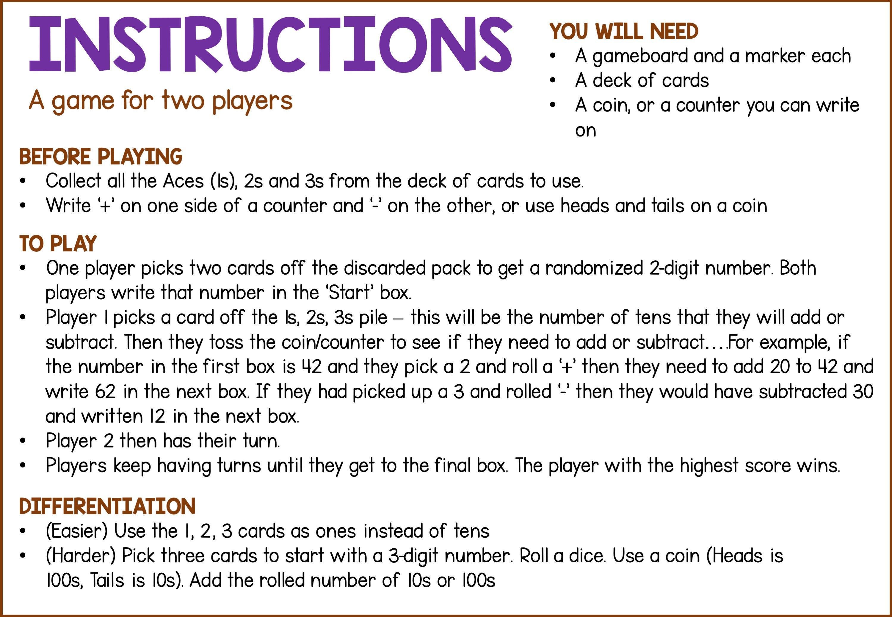 Place Value and Addition Game for Calculation Practice, Math Fluency ...