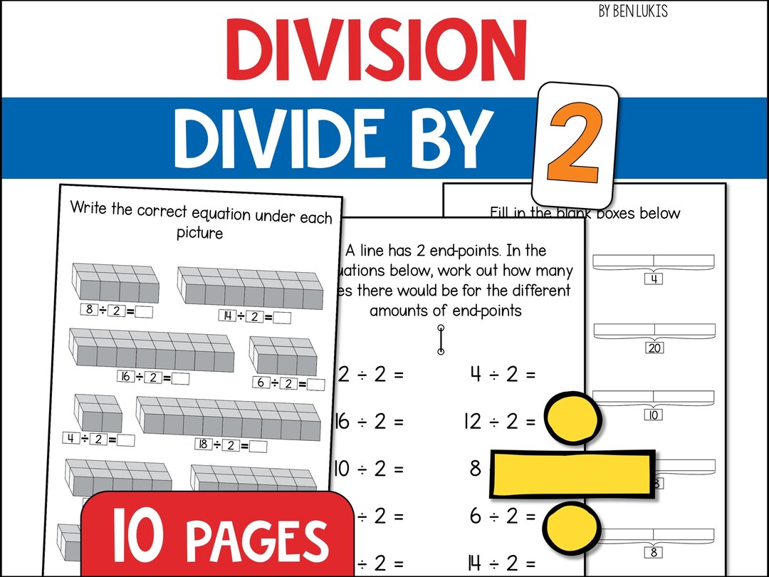 Division by 2 Practice Worksheets, Dividing by 2 Division Math Facts ...