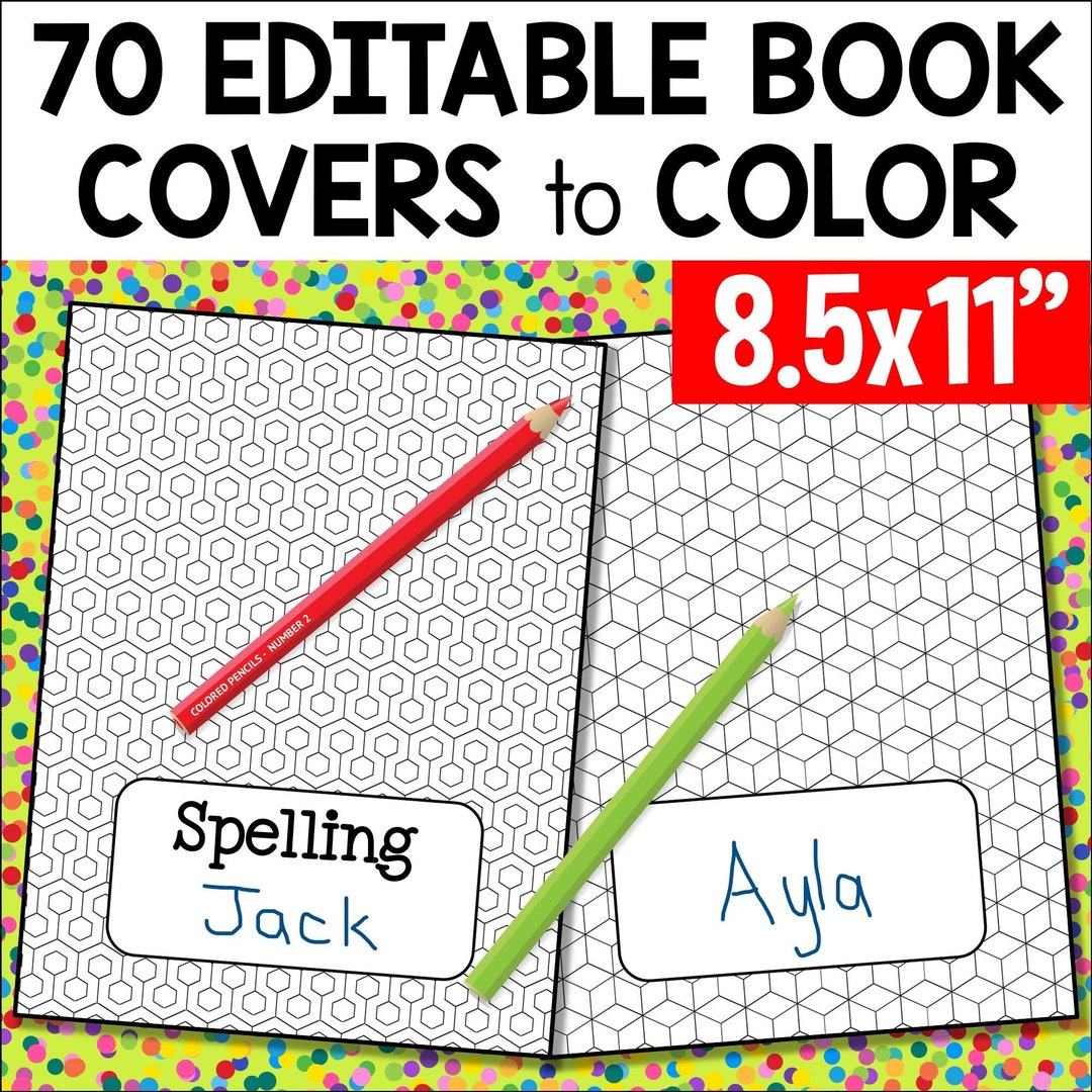 Book Covers to Color 8.5 X 11 Pages for Back to School Etsy