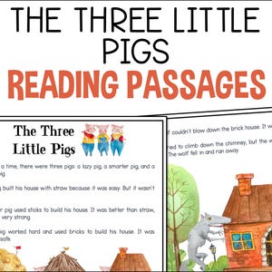 Three Little Pigs Reading Passages, Fairy Tale to Read, Differentiated Fairytales for Kids to Read, School or Homeschool, Printable PDF Text