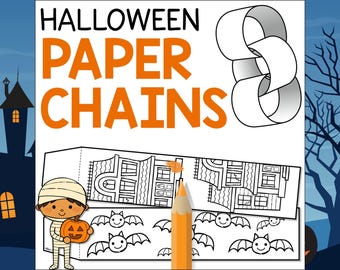 Halloween Paper Chain Coloring Craft, Classroom Decorations (Printable PDF)