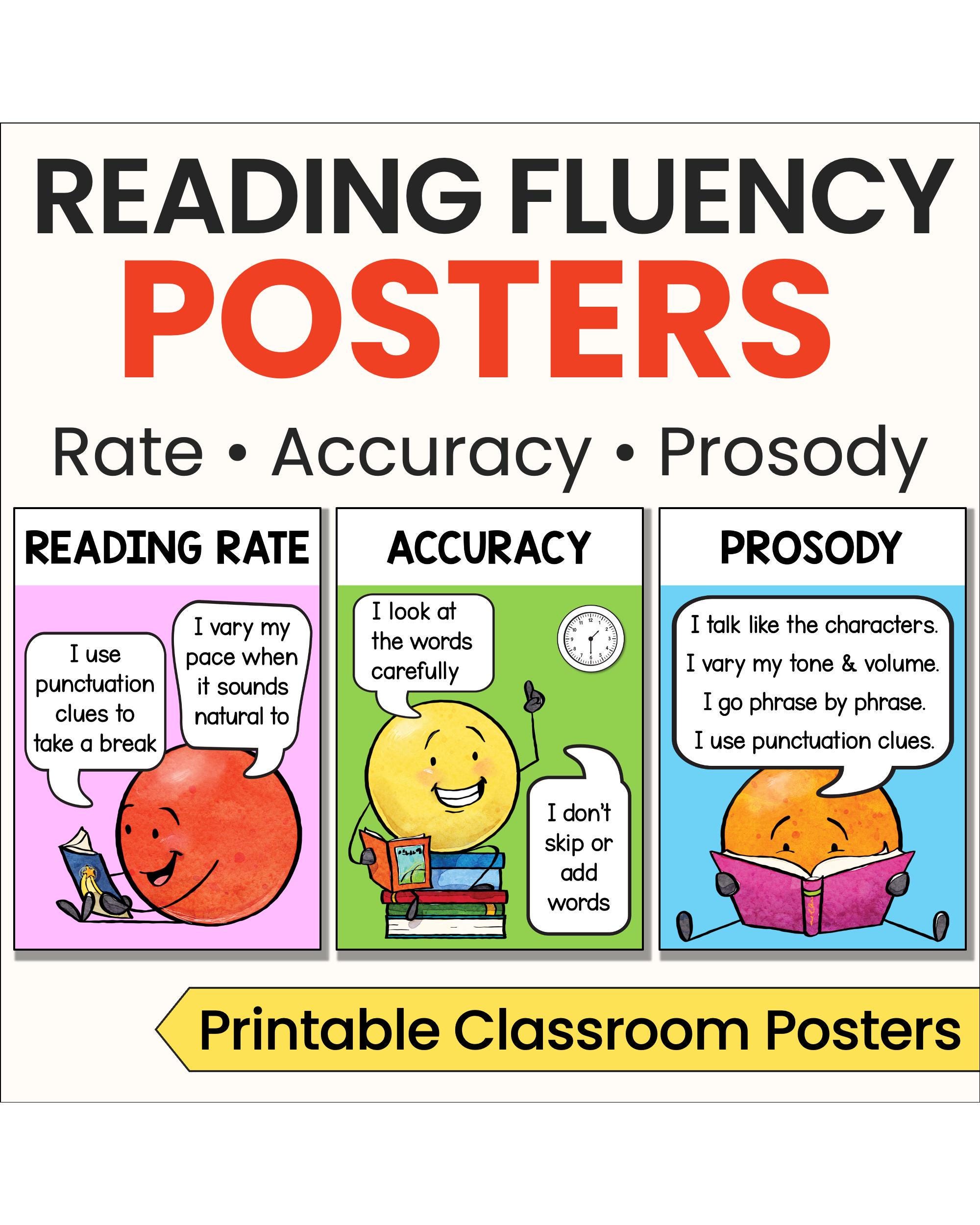 Reading Fluency Posters for Kids | Printable Reading Strategy Classroom ...