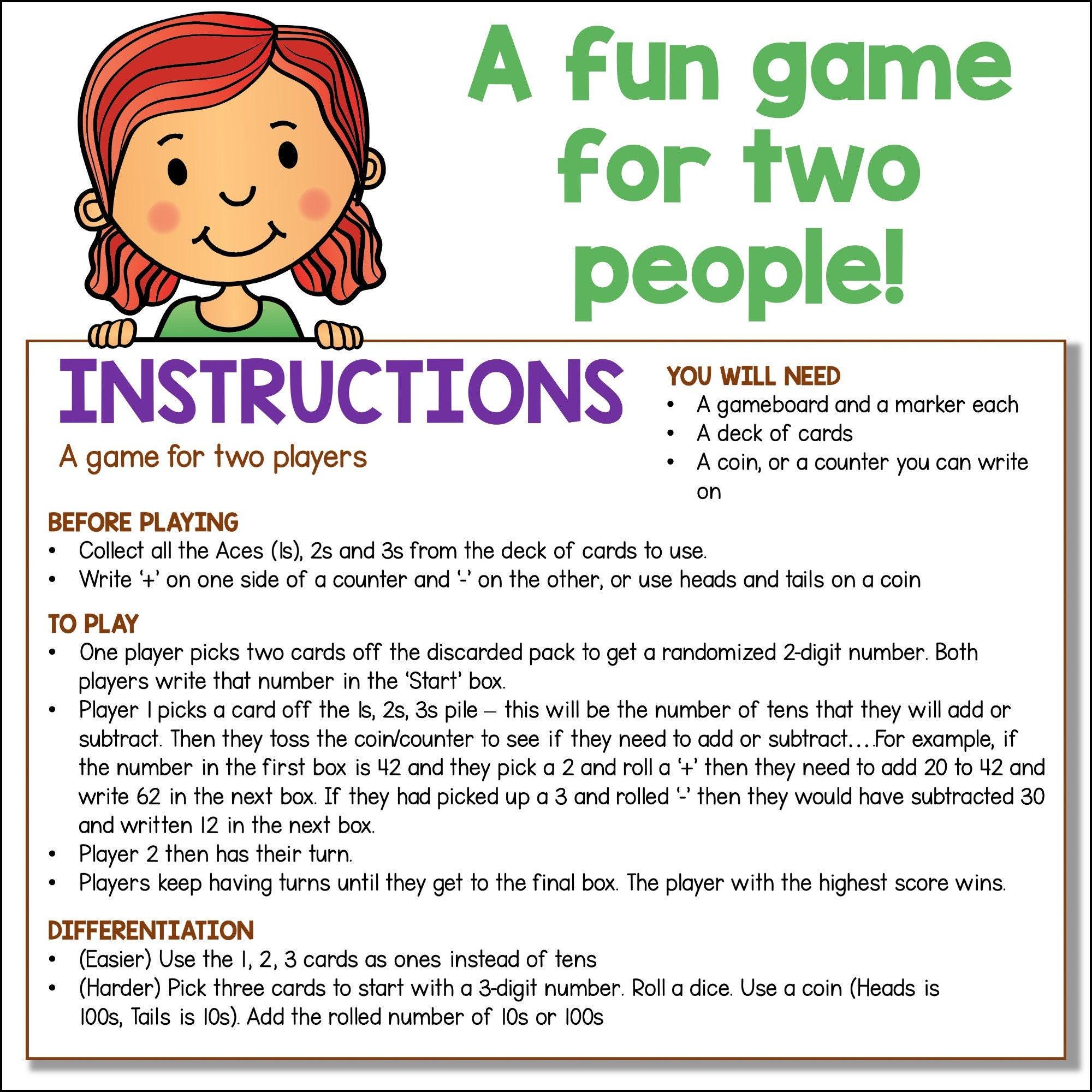Place Value and Addition Game for Calculation Practice, Math Fluency ...
