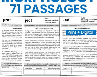 Morphology Reading Passages Grades 3–5 | Prefix Suffix Base Word Worksheets | Vocabulary Word Study with Affixes Morphemes | Print & Digital
