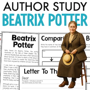 Beatrix Potter Autor Studie, Homeschool Arbeitsblätter (PDF druckbar)