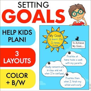 Goal Setting for Kids, Student Planning Sheets (Printable PDF)