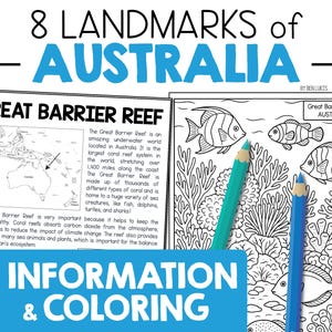 Desenhos para colorir de pontos turísticos da Austrália, fatos geográficos (download em PDF)