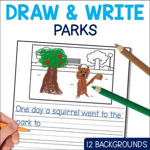 Schreibinspiration, Schreiben und Zeichnen, Parken und Draußen, Handschriftlinien für eine ordentliche Handschrift, Park-Schreibaufstellungen, printable PDF