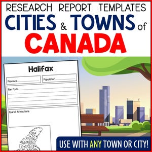 Kanadische Städte und Städte Forschungsprojekte, Orte in Kanada, druckbare PDF-Recherchevorlagen für Kinder, Homeschool Geographie-Aktivität