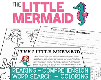The Little Mermaid Activity Pack, Homeschool Printables (Digital Download)