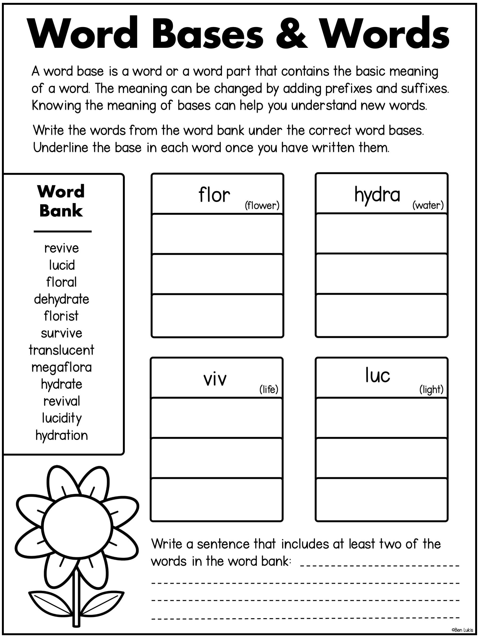 Spring Themed Morphology Worksheets, Prefixes Suffixes Word Roots ...
