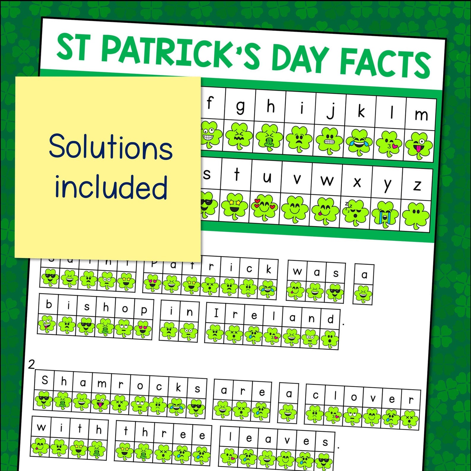 St Patricks Day Emoji Code Puzzle, Kids Secret Message (digital ...