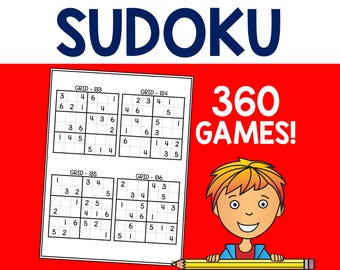 May include: Four Sudoku puzzles with the text "GRID - 133", "GRID - 134", "GRID - 135", and "GRID - 136" above each puzzle. The text "360 GAMES!" is in large, bold, black letters. A cartoon illustration of a smiling child with blonde hair is holding a yellow pencil.