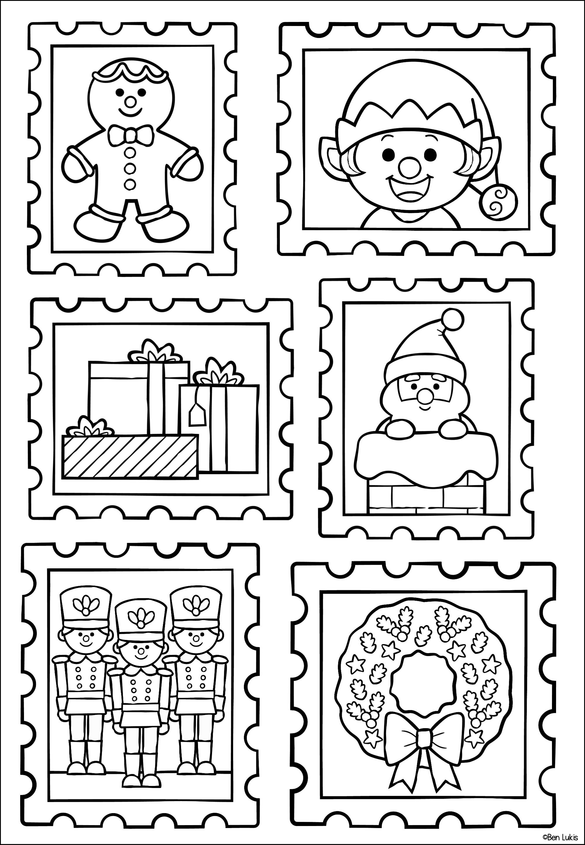 Christmas Coloring Pages Digital Download, Kids Holiday Activity, Xmas