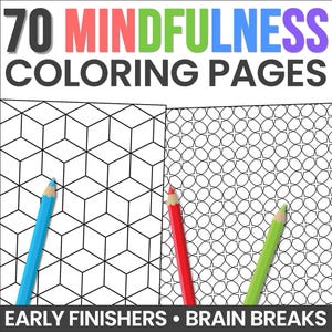 Mindfulness Coloring Pages for Kids & Adults | 70 Geometric Pattern Coloring Sheets | SEL Calm Down Activity | Brain Breaks | Printable PDF