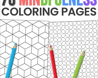 Mindfulness-målarbilder för barn och vuxna | 70 målarbilder med geometriska mönster | SEL-lugnande aktivitet | Hjärnpauser | Utskrivbar PDF