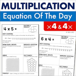 Multiplication Worksheets, Times Table Practice, Equation of the Day (Printable PDF)